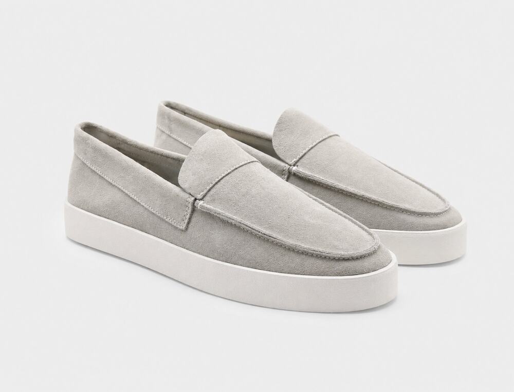Saint Morta Men's Hemisphere Slip On Loafers Size 8 Light Grey White Suede NIB